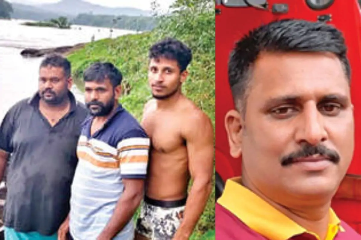 പുഴയിലെ തുരുത്തിൽ രാത്രി മുഴുവൻ കഴിച്ചുകൂട്ടിയ അനന്തു, തോമസ്, ആഷിക് എന്നിവർ, രക്ഷകനായി എത്തിയ വിനോദ് തോട്ടുവ