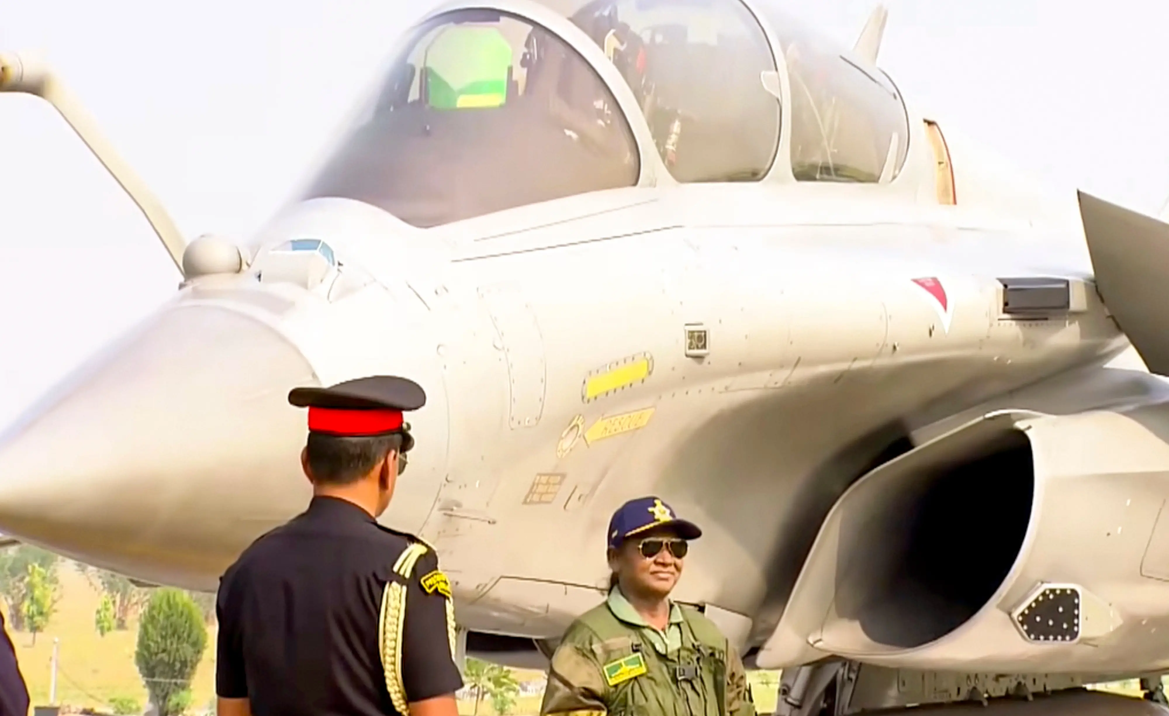 President Droupadi Murmu before taking a sortie in Rafale fighter jet, at Air Force Station in Haryana's Ambala. | PTI