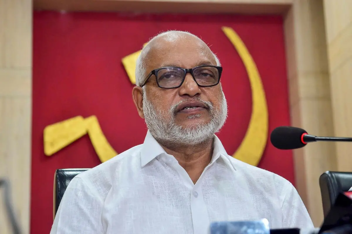 CPM General Secretary M.A. Baby addresses a press conference. | Photo: PTI