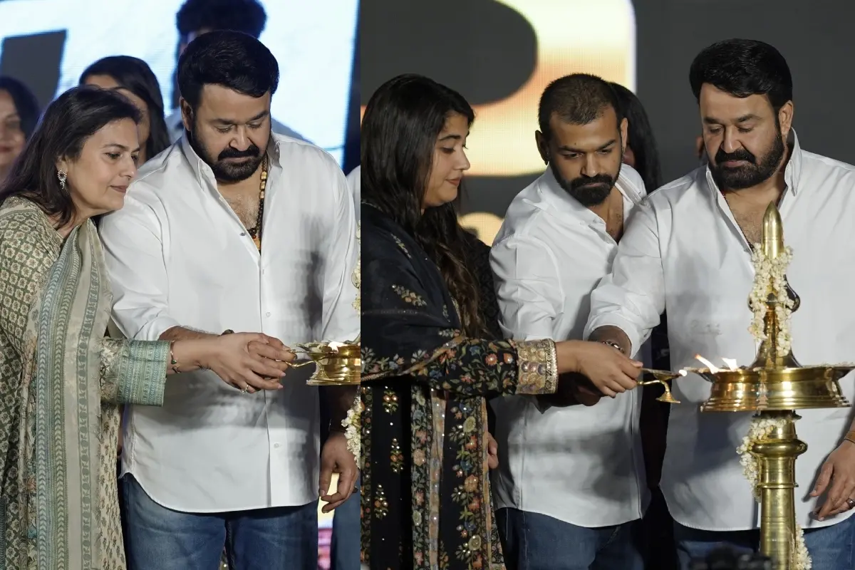 സുചിത്ര മോഹൻലാലും പ്രണവ് മോഹൻലാലും വിസ്മയ മോഹൻലാലും മോഹൻലാലും 'തുടക്കം' പൂജാ ചടങ്ങില്‍ | Photo: Facebook/ Mohanlal