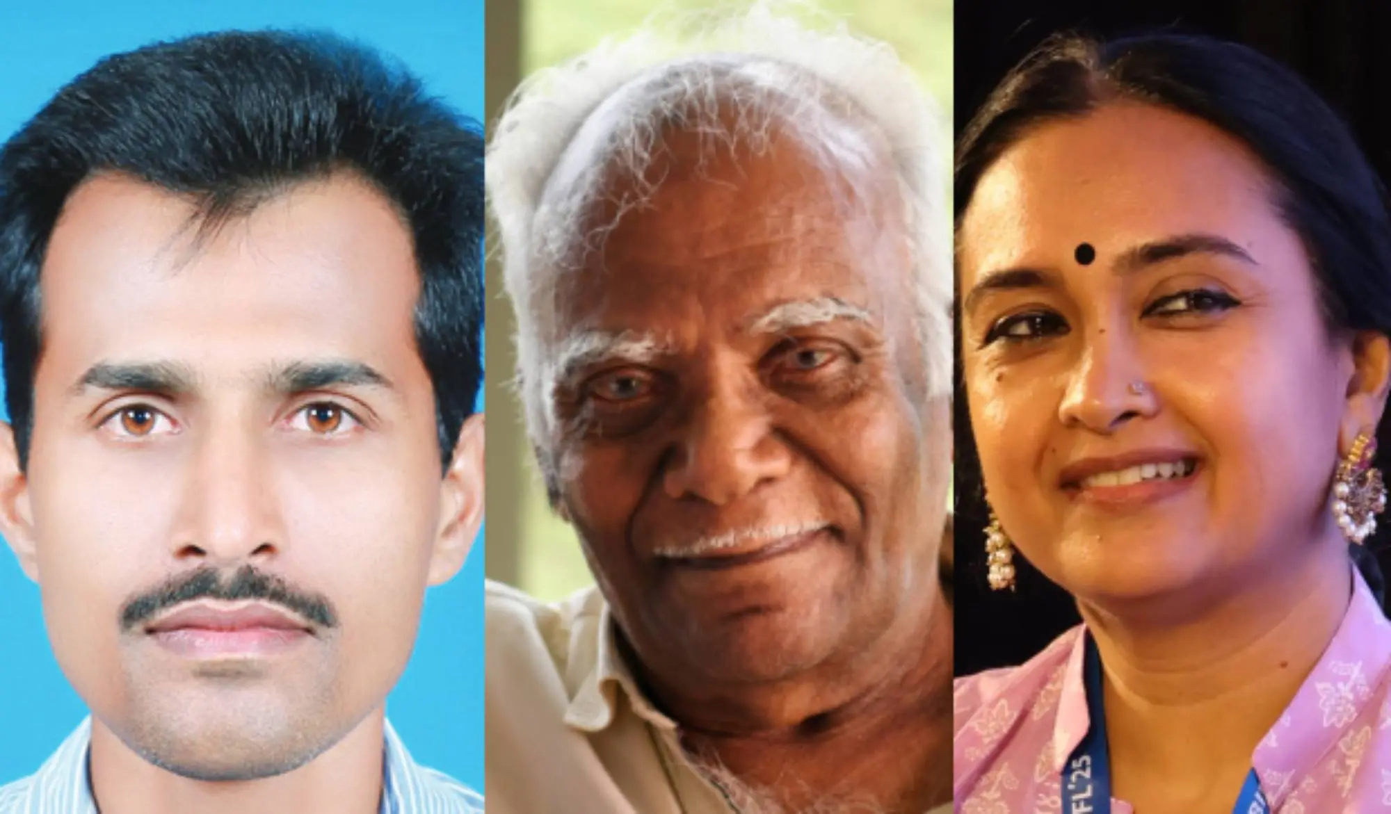 പി.ബി. അനീഷ്, എം.ആർ. രാഘവ വാര്യർ, രാജശ്രീ വാര്യർ | ഫോട്ടോ: മാതൃഭൂമി