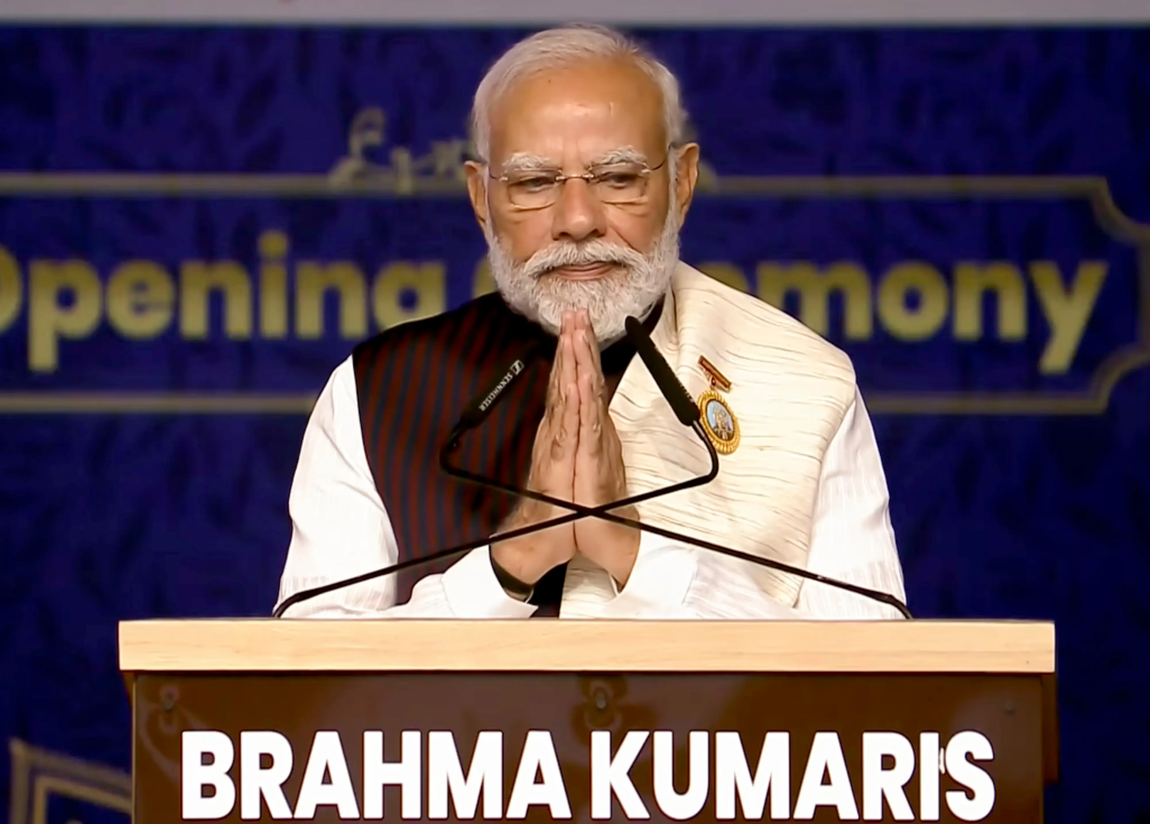 Prime Minister Narendra Modi addresses a gathering during the inauguration of 'Shanti Shikhar - Brahma Kumaris Meditation Centre,' in Nava Raipur Atal Nagar, Chhattisgarh | Photo: PTI