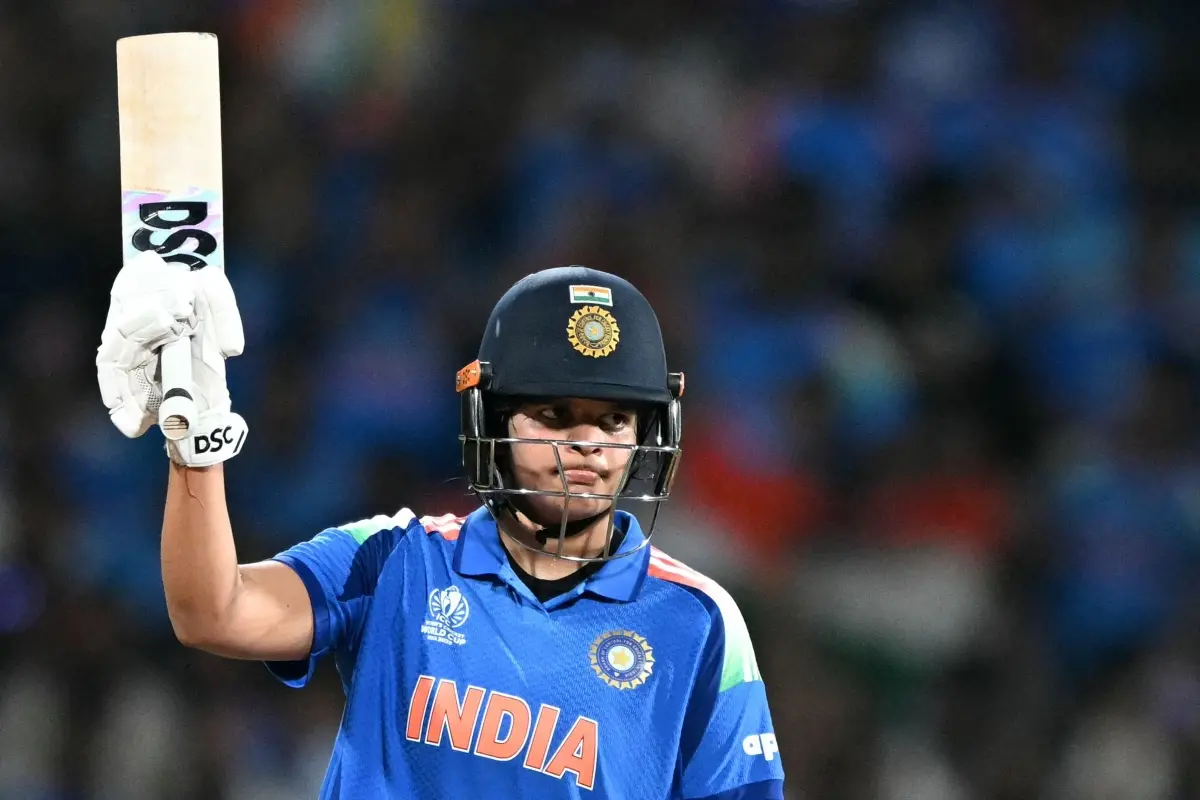 India's Shafali Verma celebrates after scoring a half-century (50 runs) during the ICC Women's Cricket World Cup 2025 one-day international (ODI) final match between India and South Africa at the DY Patil Stadium in Navi Mumbai. | Photo: AFP