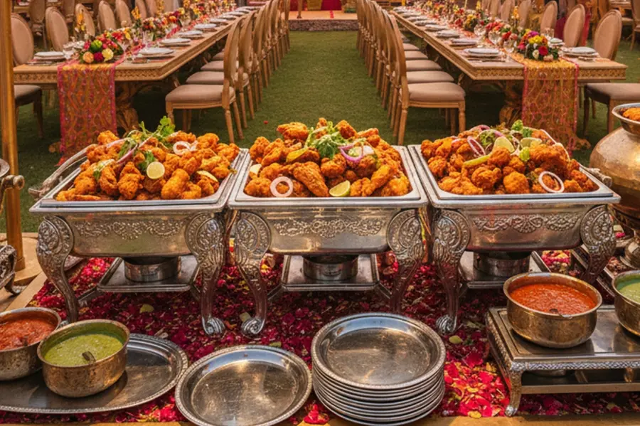 A chaotic scene of a mass brawl between the bride's and groom's families over chicken fry at a wedding in Bijnor, Uttar Pradesh