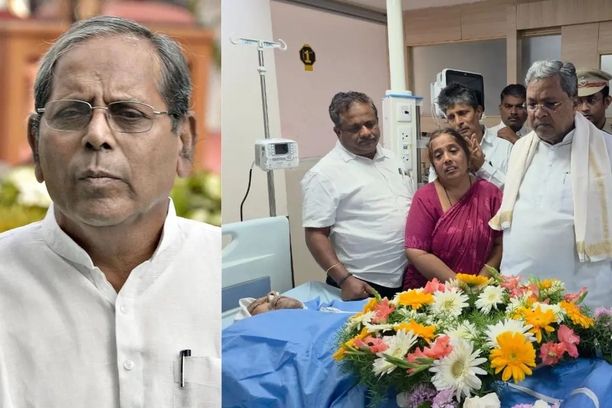 Karnataka Congress MLA HY Meti, CM Siddaramaiah paying his respects to the leader | Photo: X/ Siddaramaiah