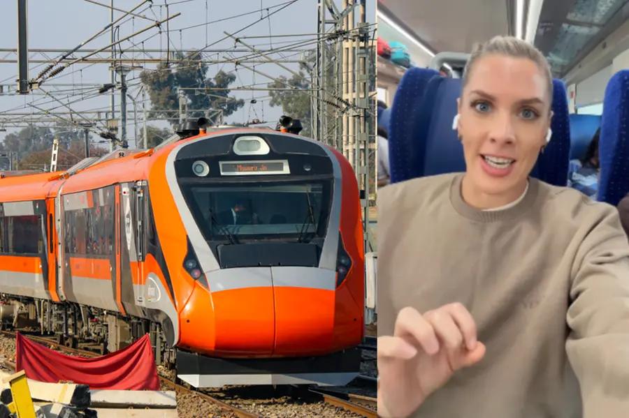 The Hutchinson Family, a British family, enjoying food and travel on India's Vande Bharat Express train