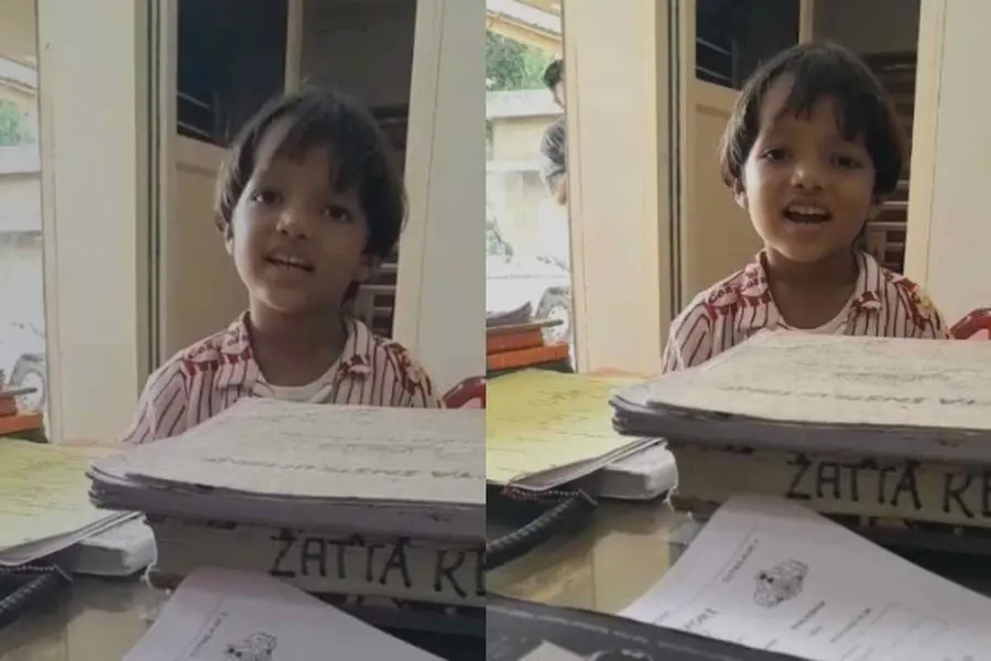 5-year-old Muhammed Ibrahim Sahal singing the viral 'Vazha' movie song at the Manjeshwaram Police Station