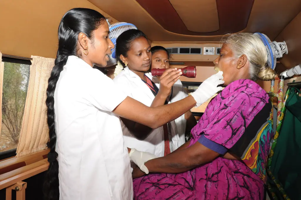 An elderly woman undergoes a routine cancer screening at a city hospital on National Cancer Awareness Day - a reminder that early detection can add years to life and life to years. Photo: X