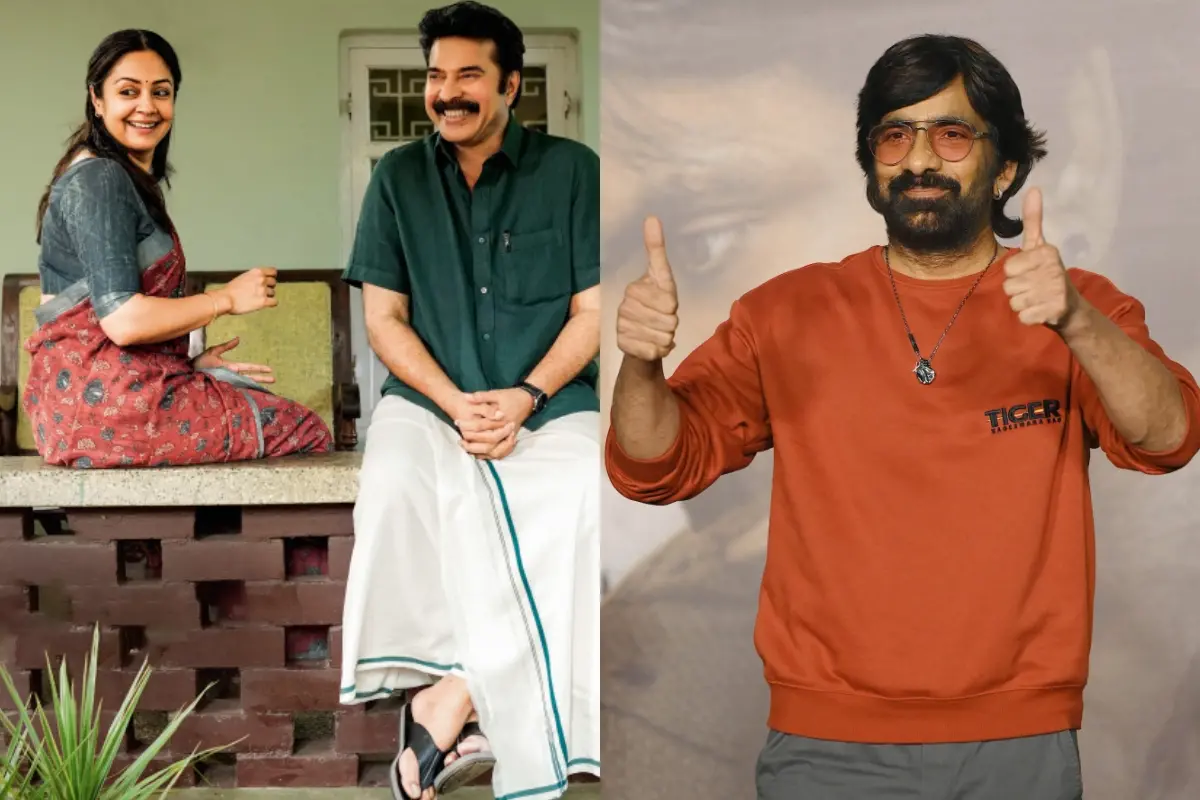 മമ്മൂട്ടിയും ജ്യോതികയും കാതല്: ദി കോര് ചിത്രത്തില്, രവി തേജ | Photo: Special Arrangement, AFP