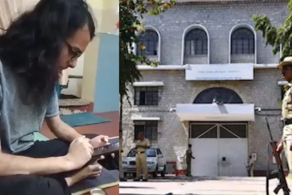 (Left side) Junaid using phone in the Parappana Agrahara Central Jail. | Screengrab/X