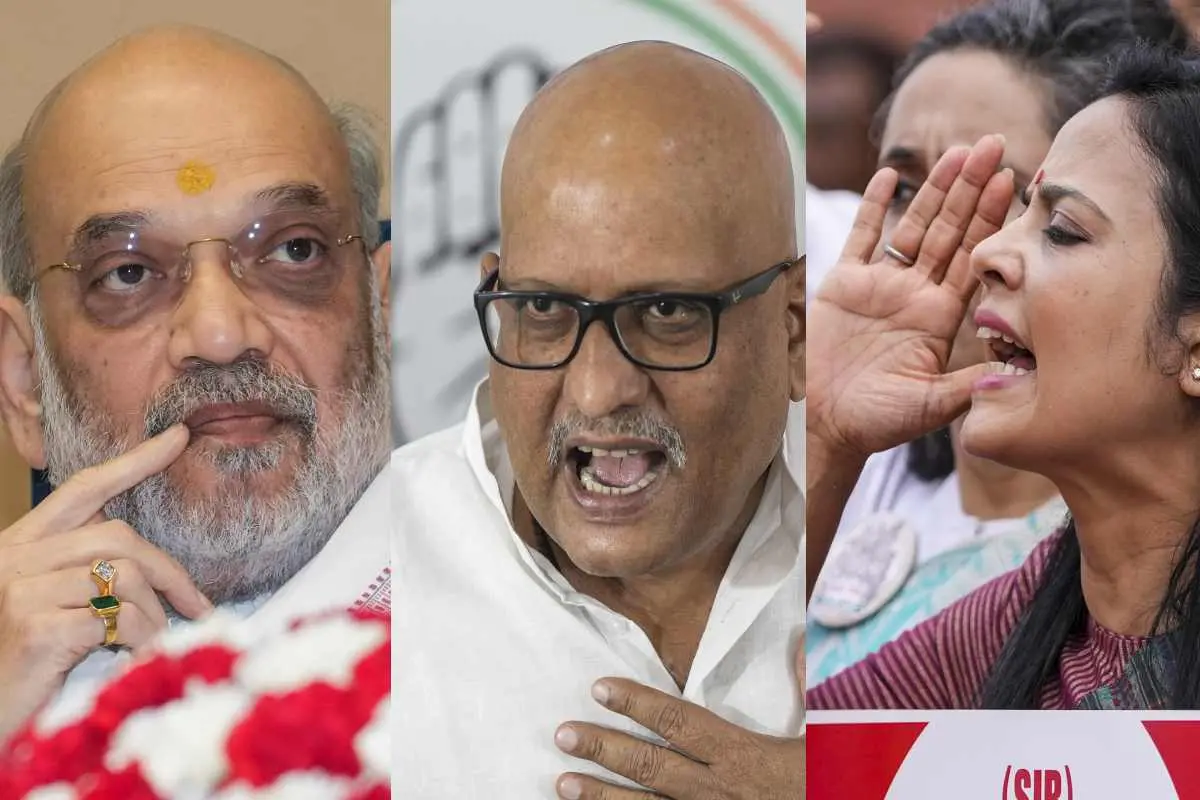 അമിത് ഷാ, അജയ് റായ്, മഹുവ മൊയ്ത്ര | ഫയല്‍ചിത്രം | Photo: PTI