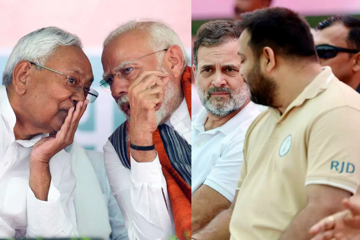 നിതീഷ് കുമാറും നരേന്ദ്രമോദിയും, രാഹുൽ ഗാന്ധിയും തേജസ്വം യാദവും | Photo: ANI
