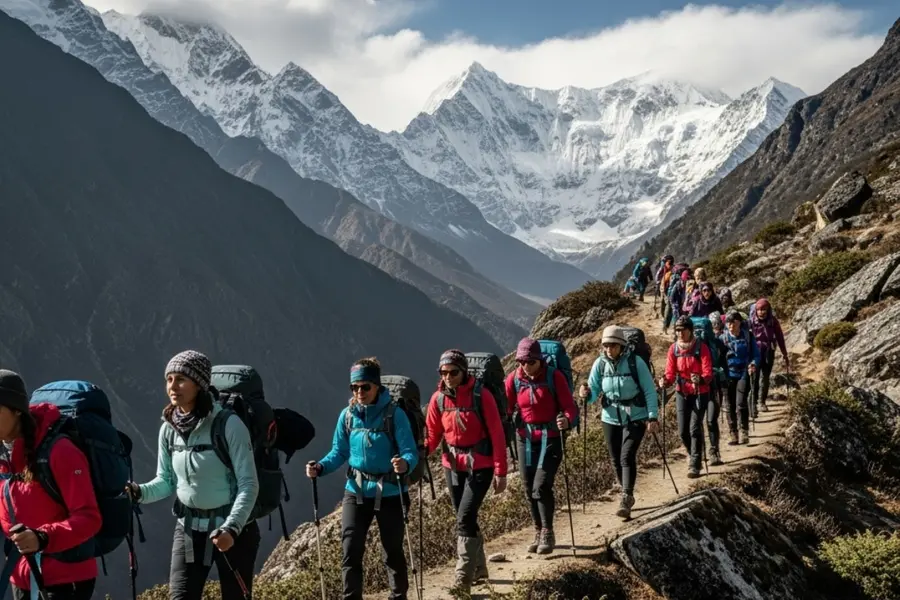 women trek