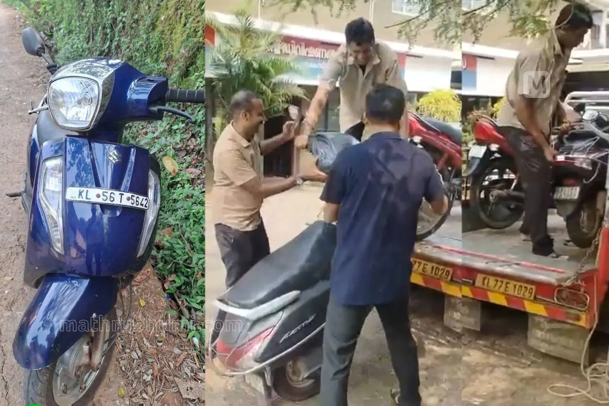പരിശോധനയില്‍ പിടിച്ചെടുത്ത വാഹനങ്ങൾ പോലീസ് സ്‌റ്റേഷനിലേക്ക് മാറ്റുന്നു | ഫോട്ടോ: മാതൃഭൂമി