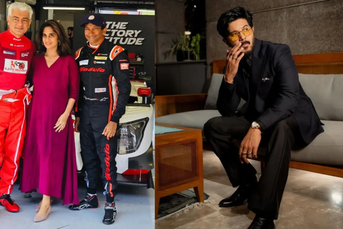 From (L) Ajith, Shalini and Narain Karthikeyan; Dulquer Salmaan. | Photos: Instagram @dqsalmaan/shaliniajithkumar2022