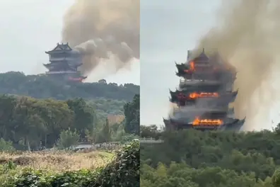 1,500-year-old Yongqing Temple in China hit by massive fire | VIDEO