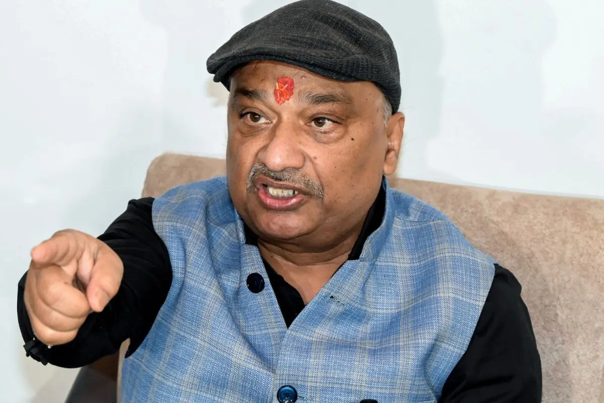 RJD MLC Sunil Kumar Singh addresses a press conference at his official residence, in Patna on Thursday (Photo: ANI)