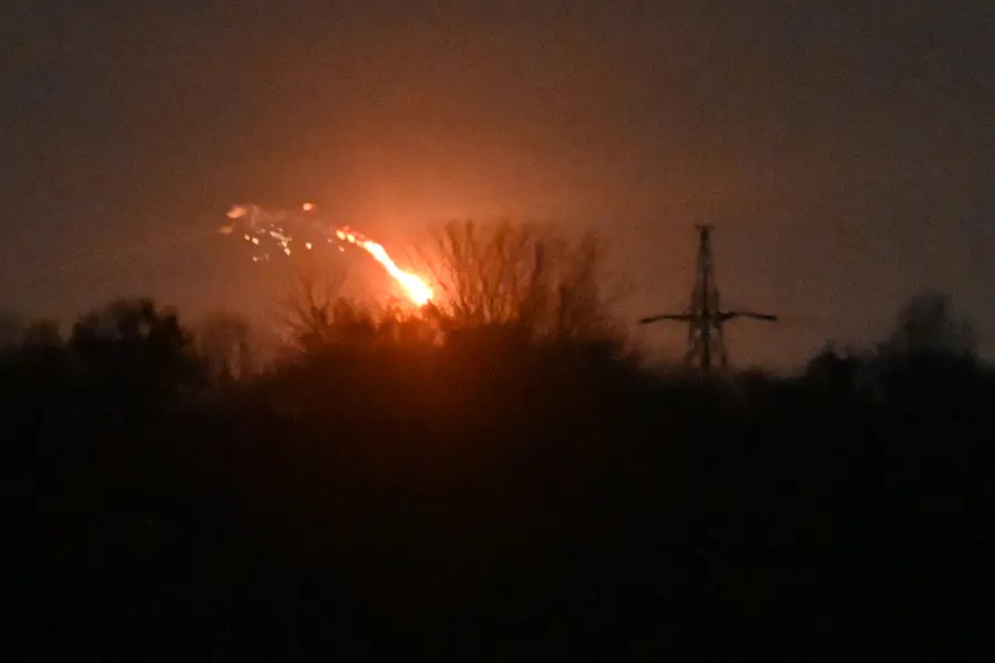 This photograph shows a Russian drone shot down by Ukrainian air defence above Kyiv