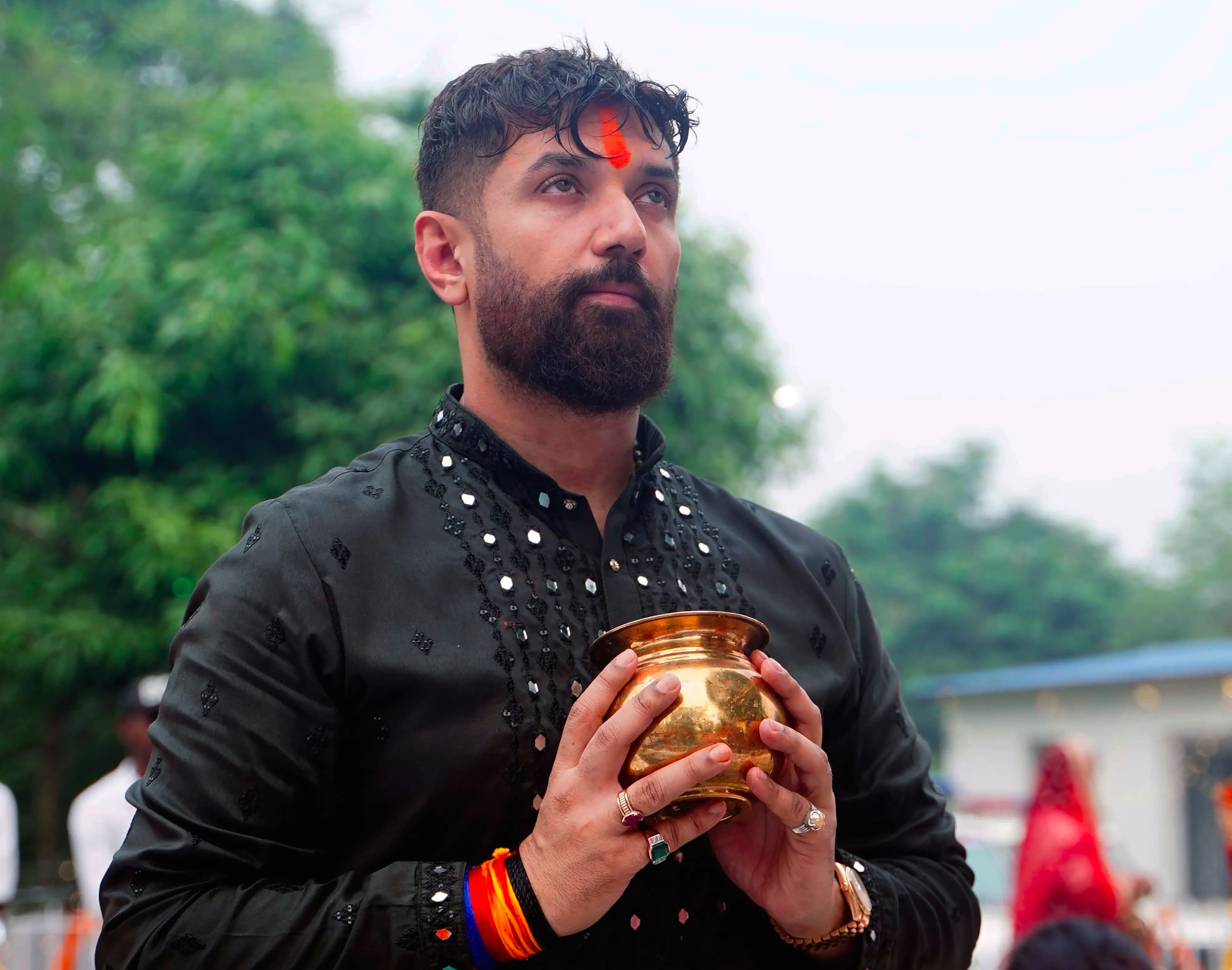 Union Minister Chirag Paswan performs rituals on the last day of the 'Chhath Puja' festival, in Patna. | Photo: PTI