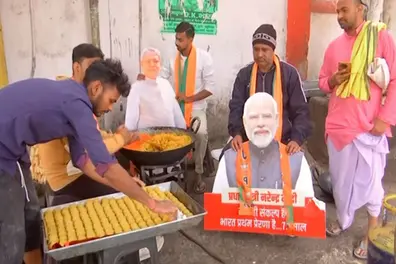 Bihar Election Results 2025: NDA gears up for possible victory with Litti Chokha, jalebi and 501 kg laddoos | WATCH