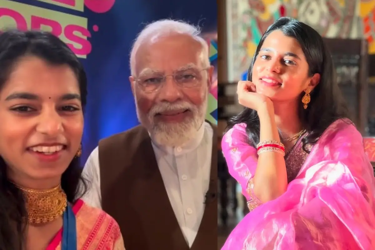 മൈഥിലി ഠാക്കൂര് പ്രധാനമന്ത്രി നരേന്ദ്ര മോദിക്കൊപ്പം/ മൈഥിലി ഠാക്കൂര് | Photo: Instagram/ Maithili Thakur