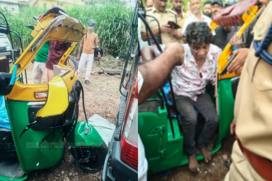 നിയന്ത്രണം വിട്ട ഓട്ടോറിക്ഷ നിര്ത്തിയിട്ടിരുന്ന വാനില് ഇടിച്ചു; ഡ്രൈവറടക്കം മൂന്നു പേര്ക്ക് പരിക്ക്