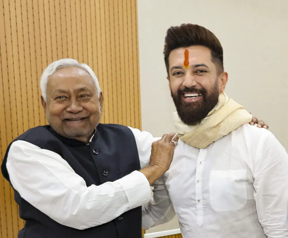 Union Minister and LJP (Ram Vilas) chief Chirag Paswan meets Bihar Chief Minister Nitish Kumar a day after BJP-led NDA's victory in the Assembly elections | PTI