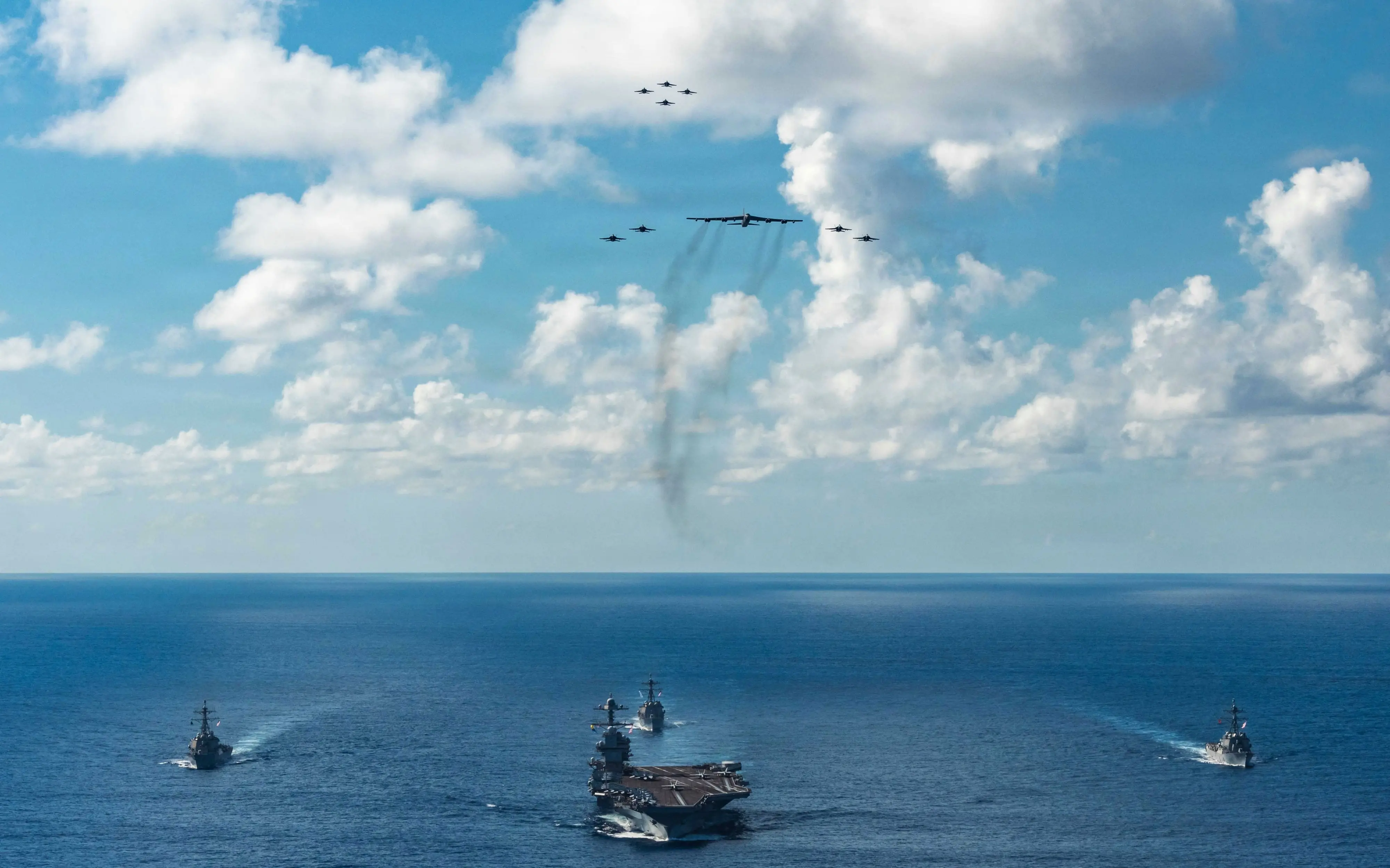 A handout from the US Department of Defense shows the US Navy's Gerald R. Ford Carrier Strike Group | AFP