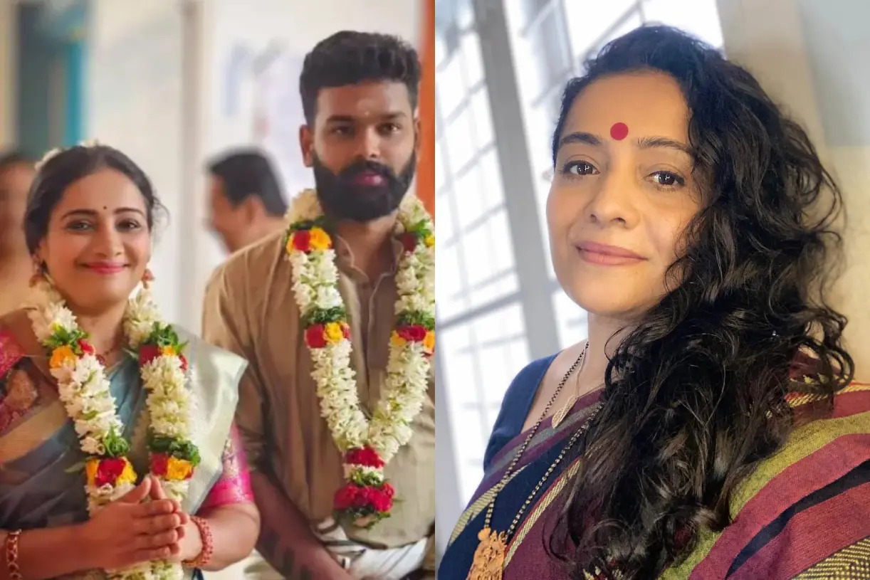മീരാ വാസുദേവിന്റേയും വിപിൻ പുതിയങ്കത്തിന്റേയും വിവാഹചിത്രം, മീരാ വാസുദേവ് | Photos: instagram.com/officialmeeravasudevan