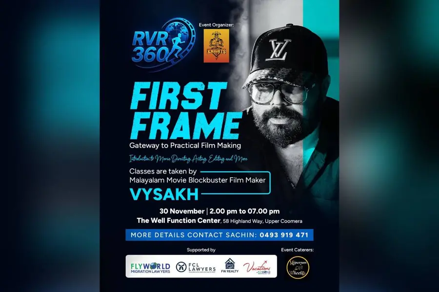 സിനിമാപ്രേമികള്ക്കായി വൈശാഖിന്റെ 'ഫസ്റ്റ് ഫ്രെയിം': ആദ്യ ക്യാമ്പ് ഓസ്ട്രേലിയയിലെ ഗോള്ഡ് കോസ്റ്റില്