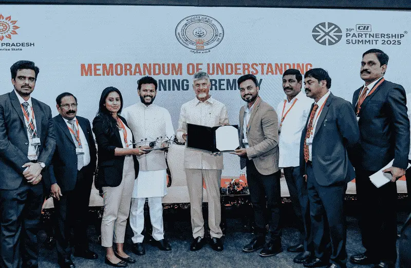 Chief Minister N Chandrababu Naidu, Union Civil Aviation Minister Ram Mohan Naidu, and Andhra Pradesh Minister BC Janardhan Reddy at the launch event. Photo: X