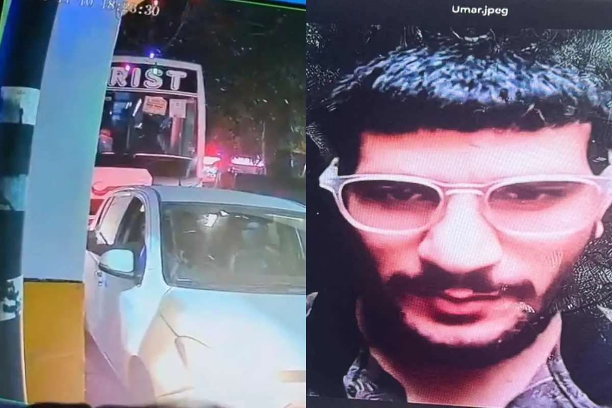 ഡോ. ഉമര്‍ കാറോടിച്ചെത്തുന്ന സിസിടിവി ദൃശ്യം (ഇടത്ത്) ഡോ. ഉമര്‍ മുഹമ്മദ് (വലത്ത്) | Photo Courtesy: x.com/nabilajamal_