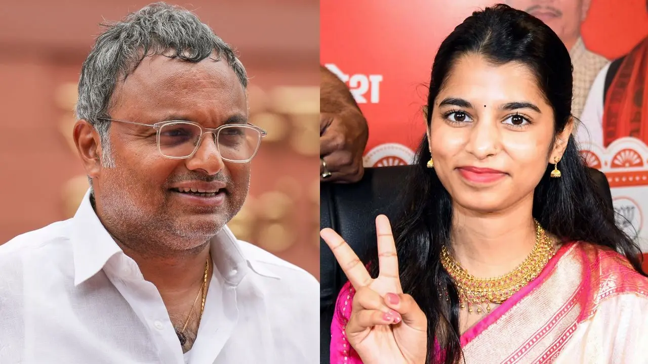 കാര്‍ത്തി പി. ചിദംബരം | Photo: PTI | മൈഥിലി ഠാക്കൂർ | Photo: ANI