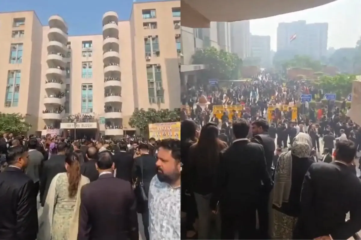 Visuals from Saket Court | Photo: Screen grab X/PTI