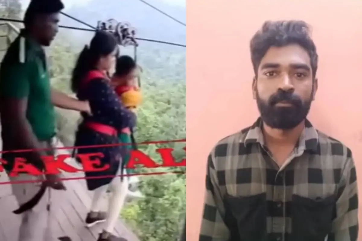 വ്യാജവീഡിയോയിലെ ദൃശ്യം, അറസ്റ്റിലായ അഷ്കര് അലി | Screengrab: Mathrubhumi News