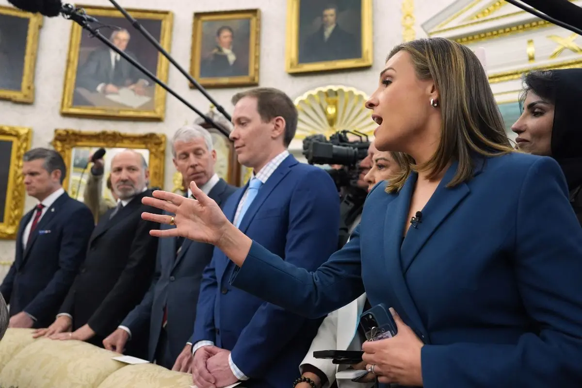 ABC News reporter Mary Bruce as a question as President Donald Trump meets Saudi Arabia's Crown Prince Mohammed bin Salman in the Oval Office of the White House, Tuesday, Nov. 18, 2025 (Photo: AP)