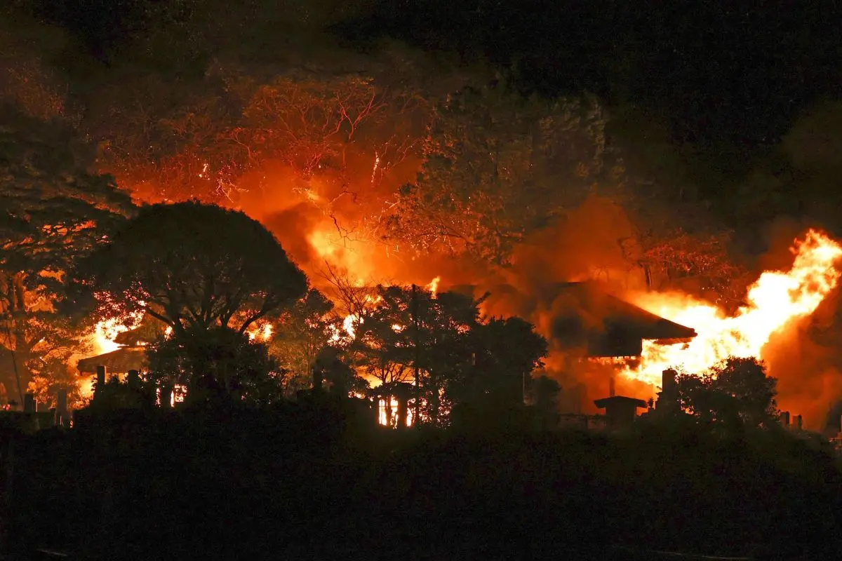 Flames rise from the site of a fire in Oita, southern Japan Tuesday, Nov. 18, 2025 (Photo: AP)