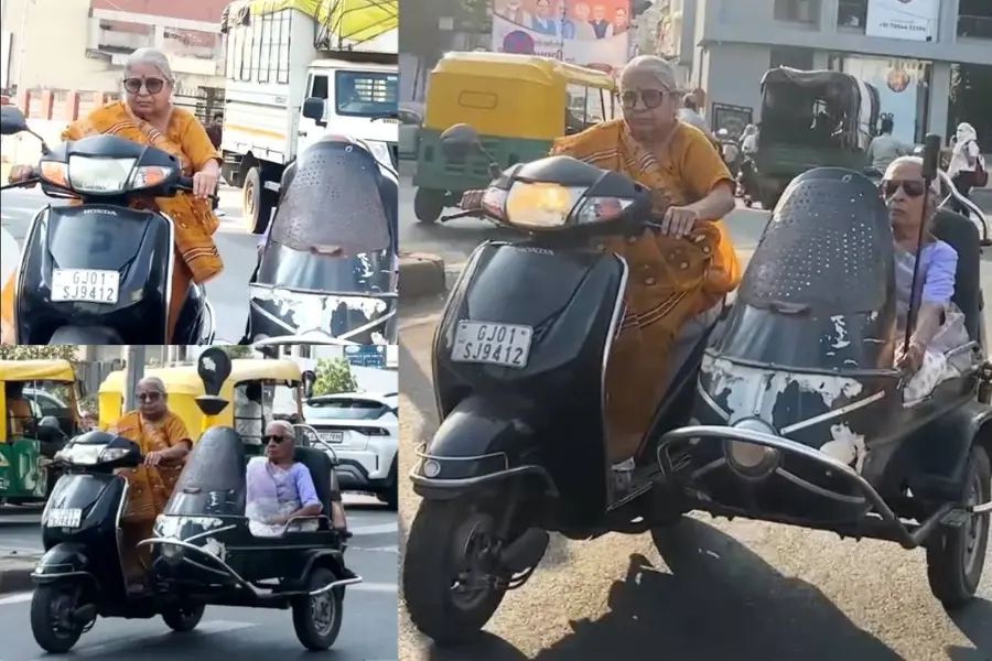 മുഖത്ത് കാറ്റടിക്കുമ്പോള് ഇപ്പോഴും പഴയ പതിനാറുകാരി; സഹോദരിക്കൊപ്പം സ്കൂട്ടറില് കറങ്ങി 87-കാരി