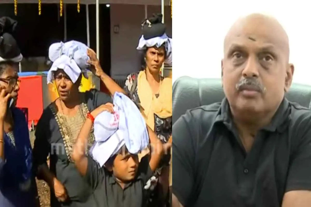 Those who had to return without completing darshan (left) and ADGP S. Sreejith (right) | Screengrab: Mathrubhumi News