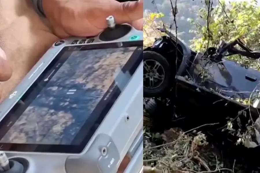 Drone camera used to located the destroyed SUV