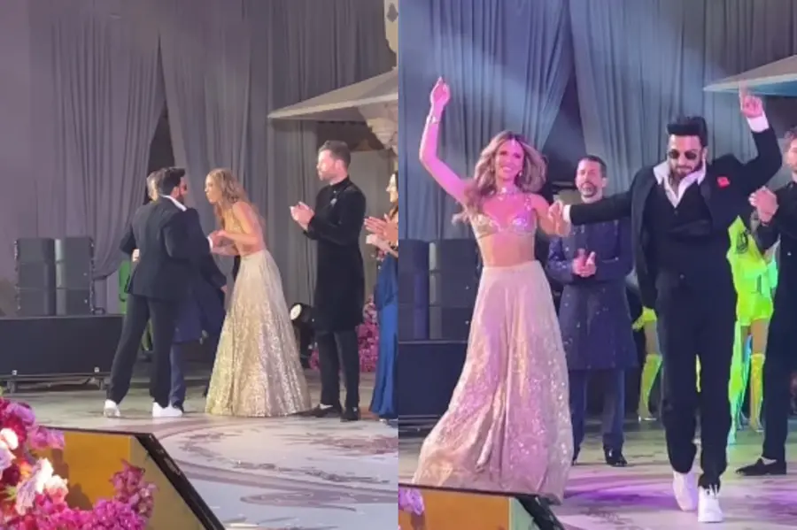 Donald Trump Jr. and his fiancée Kimberly Guilfoyle dance to a Bollywood song at a wedding in Udaipur.