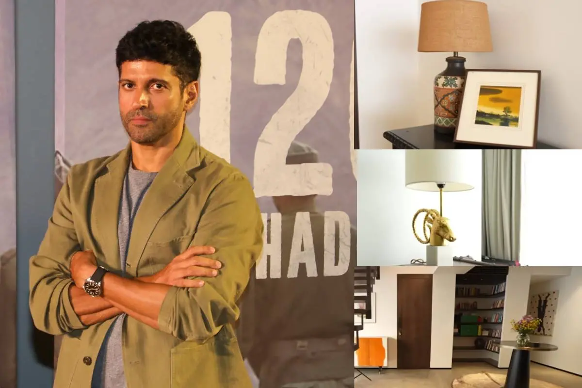 ഫര്ഹാൻ അക്തര്, ഫര്ഹാന്റെ മുംബൈയിലെ വസതിയുടെ ഉൾവശം.|Photo: PTI, screengrab