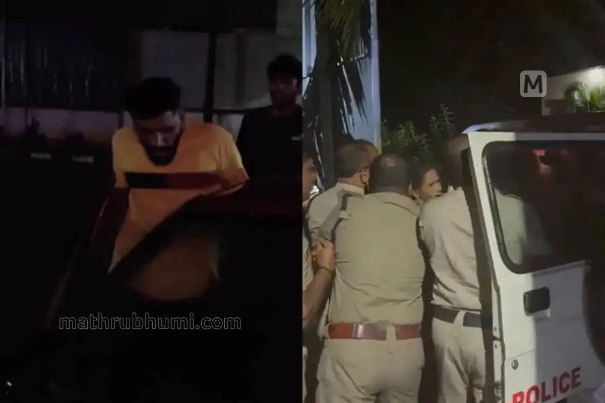 Visuals of Abhijith and his father getting detained by Kerala police (Photos: Mathrubhumi)