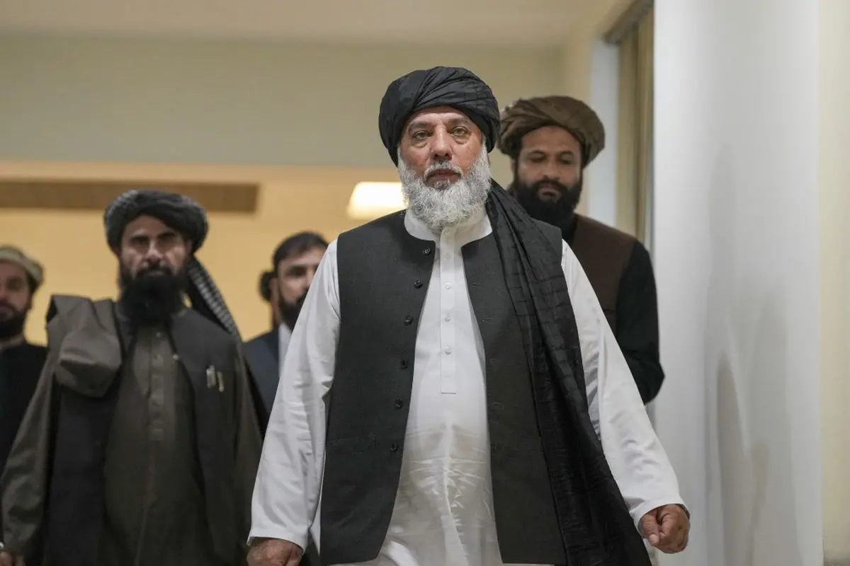 Afghanistan Commerce and Industry Minister Alhaj Nooruddin Azizi during a press conference, in New Delhi, Monday, November 24, 2025