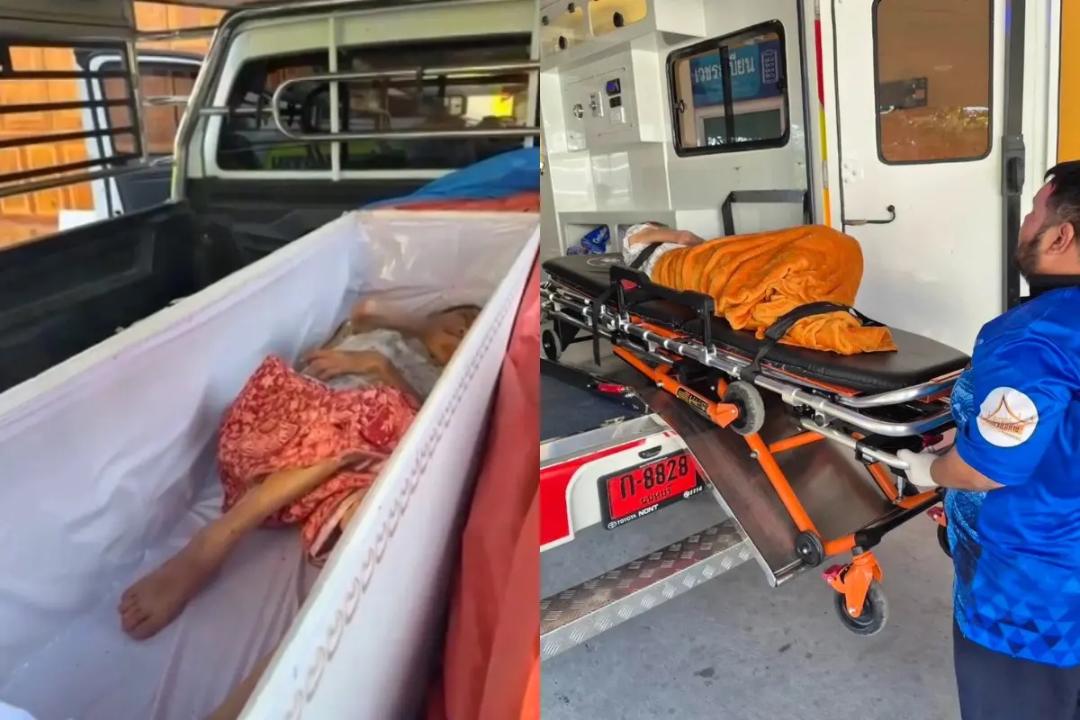 The elderly woman was discovered to be still alive after being considered deceased at a local hospital before her scheduled cremation at Wat Rat Prakhong Tham temple | Photo: AP