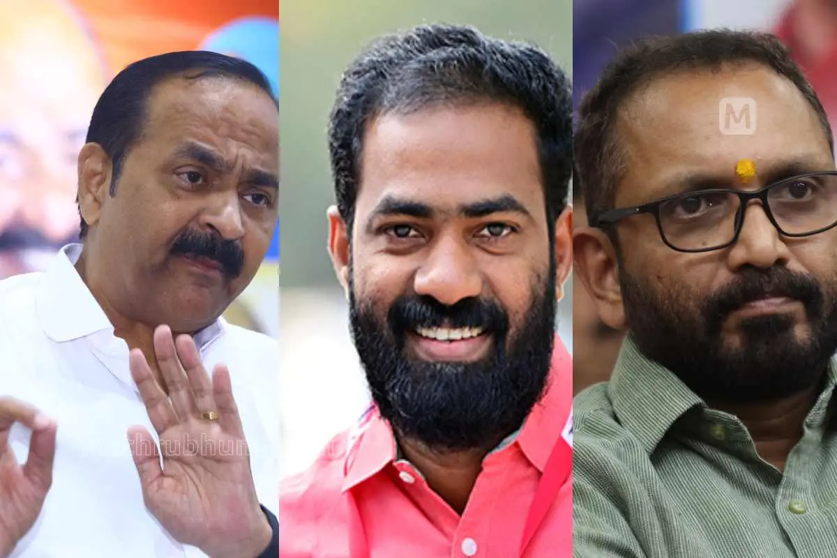 വി.ഡി. സതീശൻ, വി.കെ. സനോജ്, കെ. സുരേന്ദ്രൻ | ഫയല്ചിത്രം