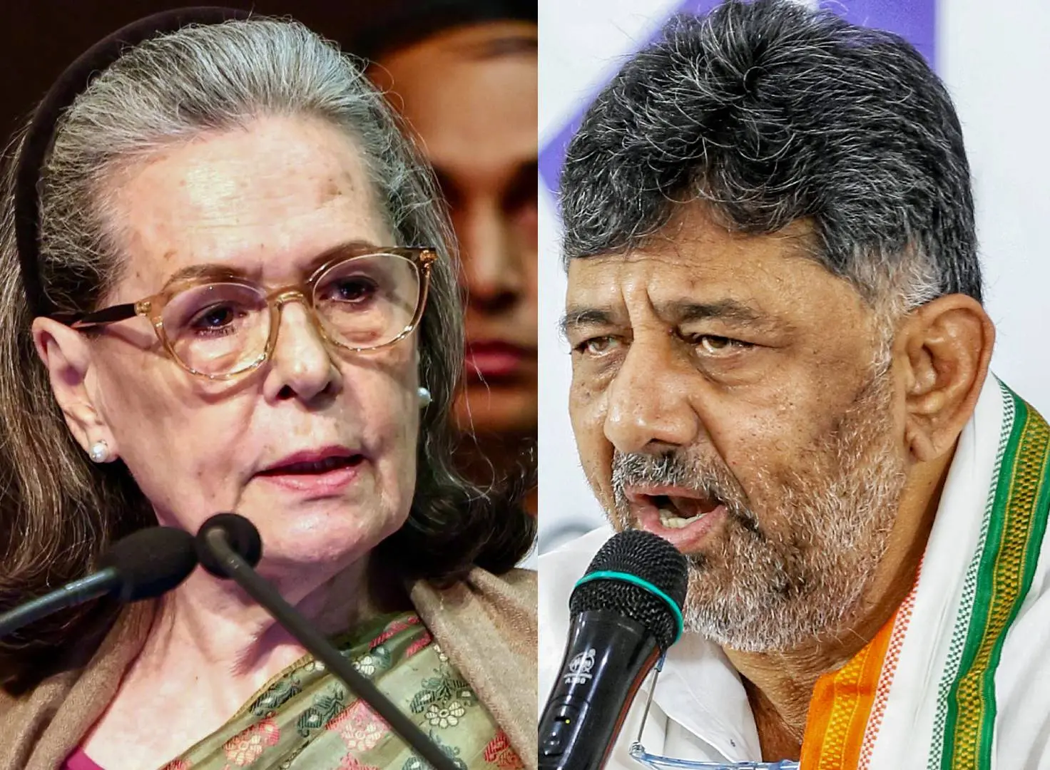 സോണിയാ ഗാന്ധി, ഡി.കെ. ശിവകുമാർ | Photo: PTI, ANI