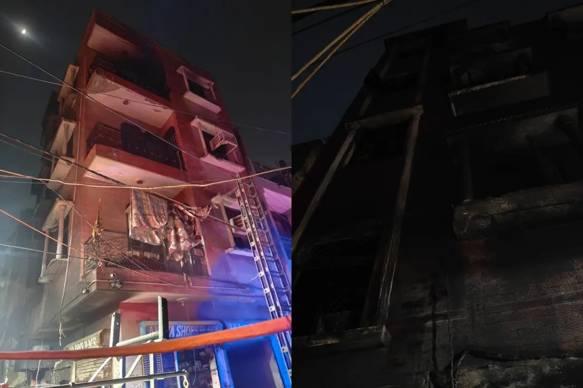 Fire at four-storey building in south Delhi | Photo: X/ANI