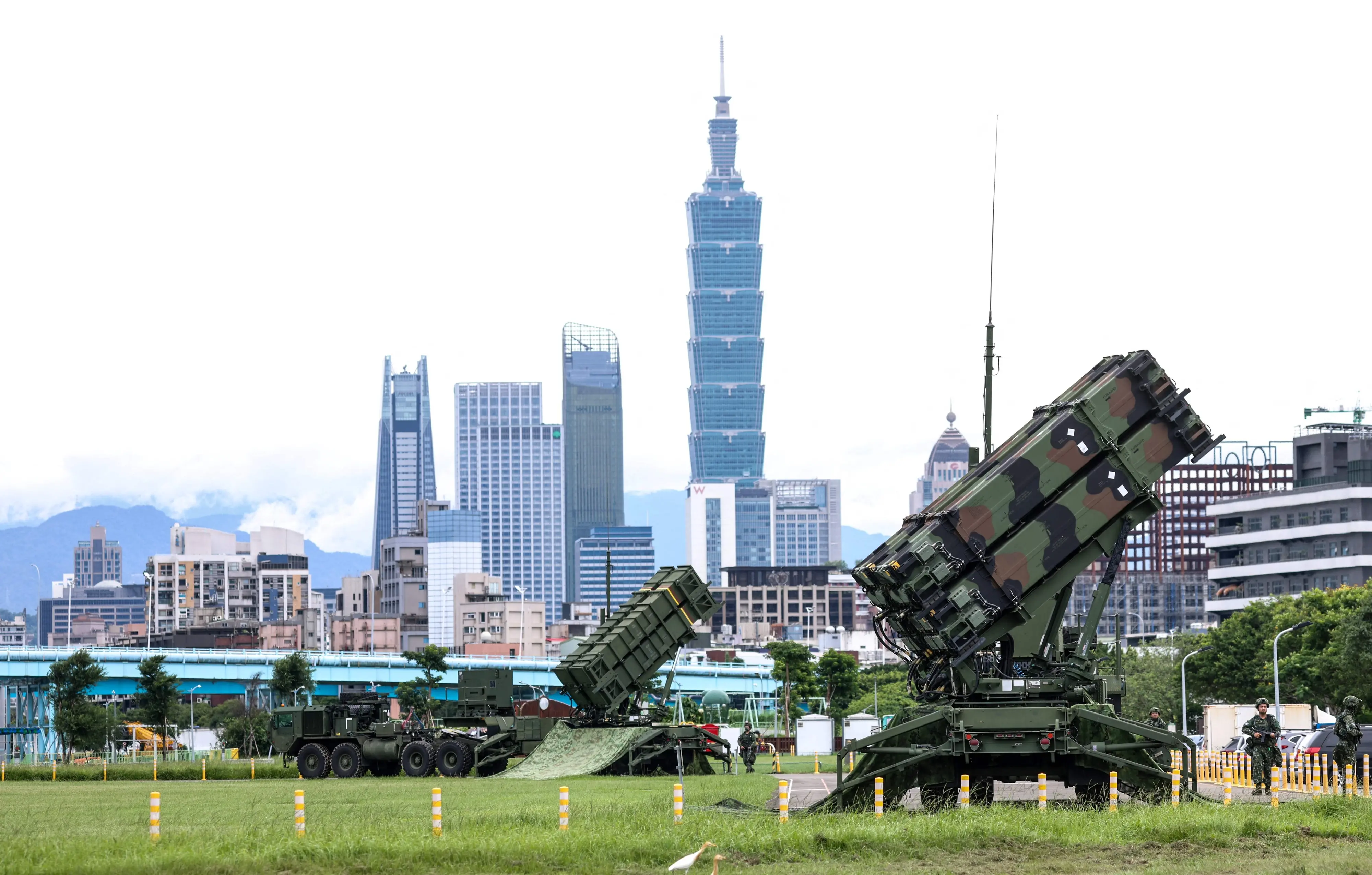 Air Force Patriot missile systems deployed at a local park during Taiwan's annual Han Kuang military exercise in Taipei | File photo: AFP