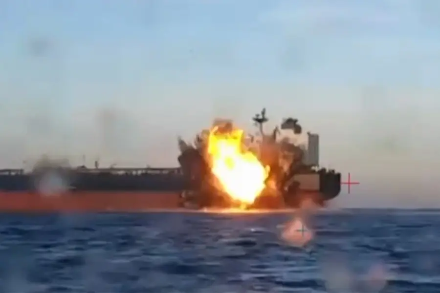 This video grab taken from images released by the Security service of Ukraine (SBU) on November 29, 2025, shows smoke rising from a cargo ship on fire in the Black Sea off the Turkish coast | AFP
